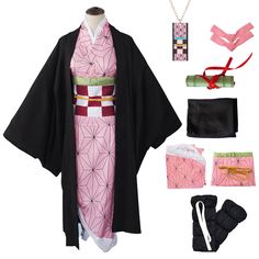 PRICES MAY VARY. Anime Design: The design of our cosplay uniform is inspired by famous Japanese anime characters. Unisex Costumes, Nezuko Cosplay, Role Play Costume, Anime Kimono, Kimono Outfit, Pink Kimono, Pink Costume, Kimono Coat, Anime Cosplay Costumes