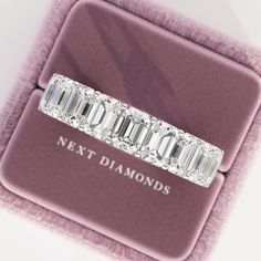 6.0CT emerald cut lab grown diamond shared prong eternity band. Setting : Ring Width  - 5mm Ring Thickness - 3.1mm Metal - Solid 14k \ 18k Gold / Platinum Gold Colors - Rose / Yellow / White   Diamonds : Stones - Lab Grown Diamonds 19pcs of 0.3ct stones Total Carat Weight - 5.7 Carat Shape - Emerald Color - F+ Clarity - VS1+ The carat weight & the number of stones are approximate and may vary due to ring size. Notes : + Every jewel comes with a professional Certificate of Authenticity/Appraisal. + We offer free international insured express shipping. + We offer a hassle-free 30-day return (100% refund). + We offer free engraving service (where applicable). + Complimentary gift wrapping. + All of our pieces are made-to-order and take up to 10 business days for production time. + Purchases o Wedding Emerald-cut Lab-grown Diamond Eternity Band, White Gold Emerald-cut Half Eternity Ring, Elegant Emerald-cut Diamond Eternity Band, Stackable Emerald-cut Cubic Zirconia Eternity Band, Luxury White Emerald-cut Eternity Band, Gold Stacking Ring, Diamond Eternity Band, Emerald Color, Ring White Gold