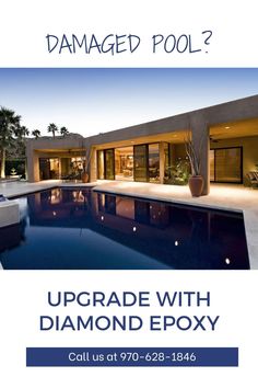 an advertisement for a pool with the words upgrade with diamond epoxy on it