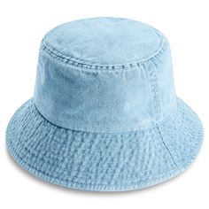 * Made from 100% soft cotton
 * Moisture-wicking sweatband
 * Easy to fold and pack for travelling Fluffy Hats, Blanket Scarves, Hats And Scarves, Denim Bucket Hat, Different Hats, Blanket Scarf, Light Wash Denim, Seasonal Fashion, Hat Sizes