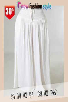 White Casual Solid Patchwork Fold High Waist Wide Leg Solid Color Bottoms Sewing Easy Diy, Jumpsuit Fashion, Wholesale Fashion, White Casual, Off Shoulder Blouse, Easy Sewing, Wide Leg, Solid Color, High Waisted