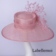 Large brim sinamay hat with feather flower&silk flower Brim width:19.5cm in the biggest part Crown height: 10cm Head size: 57cm also with elastic to adjust it to be smaller Ideal for wedding/party/races/church Big hat only send by EMS(don't send it by regular parcel in case any damage),EMS costs 5-15 working days to most of the countries.Suggest to buy one week earlier at least to make sure it can arrive in time. It is handmade product and every hat is well inspected before shipment,no retur Pink Ostrich Feather Fascinator, Pink Ostrich Feather Fascinator For Royal Ascot, Pink Sinamay Fascinator For Church, Elegant Pink Ostrich Feather Fascinator, Pink Mini Hat With Feather Trim For Summer, Adjustable Wedding Hat With Ostrich Feathers, Pink Feather Trim Hat For Evening, Pink Feather Trim Fascinator For Wedding, Pink Feathered Fascinator With Curved Brim