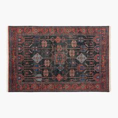 an antique persian rug with geometric design