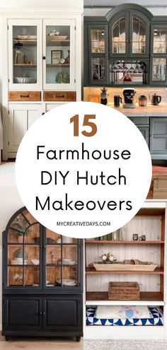 Searching for a way to give your antique hutch a fresh new look? I’m sharing 15 beautiful farmhouse DIY hutch makeovers to spark inspiration for your next upcycled home décor project! From painting a hutch to refinishing the top, these before and after hutch makeover ideas will guide you through creating a stunning farmhouse hutch makeover. DIY furniture makeover tutorial hutch, DIY project, DIY home decor