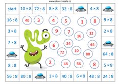 a green monster is running across the number line