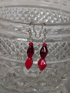 Red Double Octagon Glass Bead Earrings with Sterling Silver findings. Fun, red glass beads 🍎 Delicate and bright Glass Bead Earrings, Bead Earrings, Red Glass, Glass Bead, Beaded Earrings, Portland, Jewelry Earrings Dangle, Etsy Earrings, Glass Beads