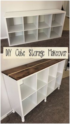 (paid link) DIY Craft Table Diy Cube Storage Makeover, Cube Storage Makeover, Diy Craft Table, Diy Cube Storage, Island Kitchen, Cabinets Kitchen, Diy Furniture Table, Refurbished Furniture