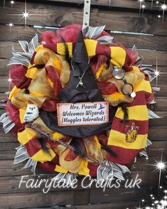 a harry potter wreath is hanging on the wall