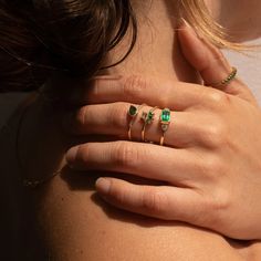 Emerald Lexie Ring Multi Band Ring, Jennie Kwon, Copper Ring, Gemstone Engagement, Bridal Bracelet, Copper Rings, Emerald Jewelry, Gemstone Engagement Rings, Diamond Bracelets