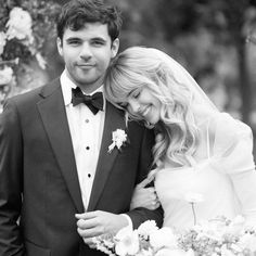 black and white photograph of a bride and groom