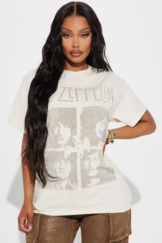 Available In Natural/Combo. Tshirt Crew Neck Short Sleeve Led Zepplin Graphic Front Screen Washed Disclaimer: Due To The Printing Process A Difference In Saturation May Occur. Each Garment Is Unique. 100% Cotton Imported | Whole Lotta Love Led Zepplin Tee Shirt in Natural size Large by Fashion Nova Daughter Style, Whole Lotta Love, Tops And Bottoms, Graphic Tees Women, Top Tee, Womens Clothing Tops, Printing Process, Fashion Nova, Short Sleeves Tops