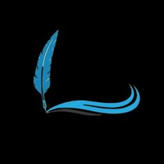 a blue feather sitting on top of a black background