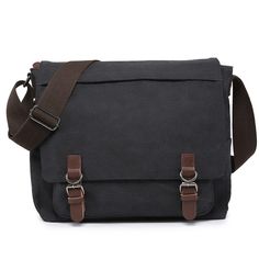 Material: High Density Washed Canvas Fabric, Durable And Lightweight:1.12 Lbs. Anti-Scratchable For Longer Use.. Occasion: The Vintage Style Means It Would Look Equally Good On Men And Women. A Great Bag For Your Everyday Use Or To Pack For A Trip For When You May Need A Useful Bag. Perfect For Work, Campus, Travel, Hiking, Daily Using.. Size:15.7"W X 13.8"H X 5.1"D,Comfortably Fit A 15" Laptop, Shoulder Strap:46", Adjustable. The Canvas Messenger Bag Is Lightweight, Compact, Vintage, Easy To Ca Casual Black Satchel With Hasp Closure, Casual Black Shoulder Bag With Hasp Closure, Casual Black Shoulder Bag For Business, Casual Business Satchel With Pockets, Black Canvas Bag For Business, Black Canvas Business Bag, Black Canvas Shoulder Bag For Business, Pack For A Trip, Vintage Briefcase