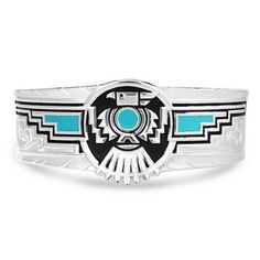 Carry the spirit of the Thunderbird with you with this stunning bracelet. The silver tone bracelet features a depiction of a thunderbird on the top of the cuff with the wings wrapping around your wrist complemented by Southwestern design. Highlighting the details in the cuff are deep black and turquoise paint to add a bold look to the cuff. One size fits most. Montana Armor Protective Coating Made in the USA Hand painted Turquoise Paint, Western Bracelets, Girl Cowboy Boots, Twisted X Boots, Turquoise Painting, Western Lifestyle, Southwestern Design, Turquoise Bracelet Cuff, Turquoise Cuff