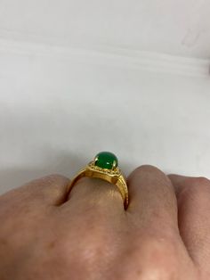 Vintage Lucky Green Nephrite Jade ring Large green nephrite jade Ornate gold finished White bronze Vintage ring, does not tarnish, NOT sterling Size 6-8 adjustable My jeweler can custom re size for a $10-$20 fee All rings are shipped free in the US in a nice gift box. Check out our over a THOUSAND great reviews Engraving is $4 per letter and is not always perfect depending on the piece. It can take a few days if the jeweler is busy. This is payable to Paypal Judithsltd@gmail.com Gold Jade Emerald Ring, Adjustable Green Jade Rings, Gold Jade Cabochon Rings, Gold Rings With Jade Cabochon, Gold Jade Ring With Polished Finish, Gold Emerald Cabochon Ring For May Birthstone, Formal Gold Emerald Chrysoprase Ring, Gold Formal Emerald Ring With Chrysoprase, Gold Chrysoprase Ring