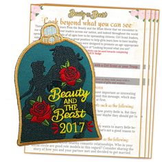 the beauty and the beast bookmark has been designed to look like it is holding roses