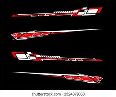 four red and white arrows on black background