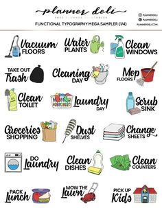 an image of laundry labels with different types of items in them and the names below