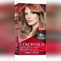 Revlon Colorsilk Beautiful Color #60 Dark Ash Blonde Box Revlon Hair Color, Hair Dye Shades, Medium Ash Blonde, Revlon Colorsilk, Revlon Color, Light Ash Brown, Dark Ash Blonde, Dark Ash, Light Ash Blonde