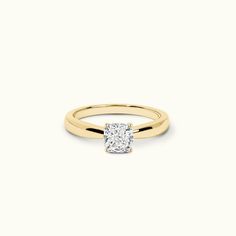 Jewellers District's Diamond Engagement Ring with Tapered Thick Band in 14k Yellow Gold Tapered Band Engagement Ring, Engagement Ring Tapered Band, Tapered Engagement Ring, Prong Engagement Rings, Diamond Picture, Gold Cushions, Recycled Gold, Solitaire Engagement, Solitaire Engagement Ring