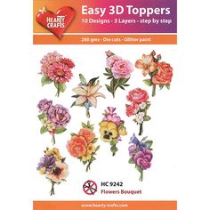 an image of flowers that are on the front of a card for easy 3d toppers