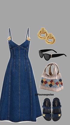 Denim Maxi Dress Outfit, European Outfit, Chic Dress Classy, Classic Style Outfits, Maxi Dress Outfit, Denim Maxi Dress, Everyday Fashion Outfits, Denim Maxi, Classy Casual Outfits