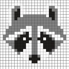 a cross stitch panda bear pattern in grey and white with black dots on the bottom