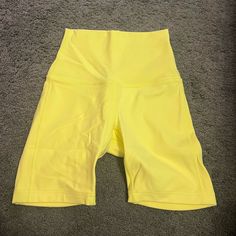 Never Worn! Yellow Athletic Shorts With Built-in Shorts For Workout, Yellow Sports Biker Shorts With Built-in Shorts, Yellow Athletic Shorts With Built-in Shorts For Sports, Yellow Stretch Athletic Shorts For Running, Yellow Athleisure Short Bottoms, Yellow Bottoms For Summer Running, Yellow Stretch Athletic Shorts For Yoga, Yellow Stretch Yoga Shorts, Yellow Running Shorts With Go-dry Technology