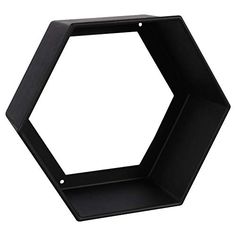 a black hexagonal shelf on a white background