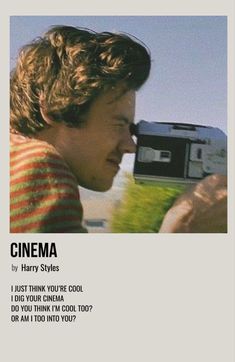 a man holding a camera in front of his face with the words cinema written on it