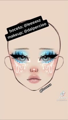 Uwu Makeup, Makeup Looks Drawing, Makeup Ideas Drawing, Makeup Sketch, Face Chart Makeup, Makeup Charts, Maquillage On Fleek, Anime Eye Makeup, Face Charts