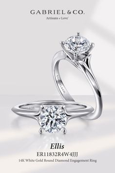 Ellis - 14K White Gold Round Diamond Engagement Ring
ER11832R4W4JJJ Gabriel Jewelry, Round Engagement, Round Diamond Engagement Ring, Round Solitaire, Round Engagement Rings, Halo Setting, Natural Diamond Engagement Ring, Round Diamond Engagement Rings, Ring Crafts