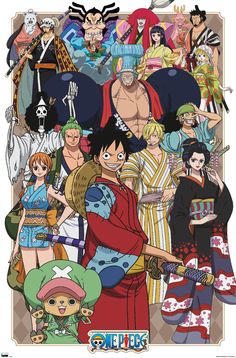 one piece characters are all dressed up in different outfits and costumes, with the same character on