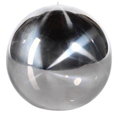 a shiny metal ball on a white background