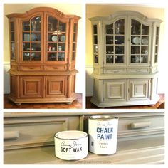 three pictures of different types of painted furniture