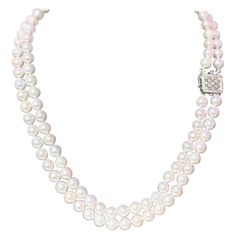 Fine Quality Akoya Pearl Diamond Double Strand Necklace 14k Gold 18" 7.5 mm Certified $9,750 116393 This is a Unique Custom Made Glamorous Piece of Jewelry! Nothing says, "I Love you” more than Diamonds and Pearls! This Akoya pearl necklace has been Certified, Inspected, and Appraised by Gemological Appraisal Laboratory Gemological Appraisal Laboratory of America is a proud member of: - GIA Alumni Association - National Association of Jewelry Appraisers - International Consortium Gem-Testing Laboratories - Gemological Association of Great Britain TRUSTED SELLER SINCE 2002 PLEASE SEE OUR HUNDREDS OF POSITIVE FEEDBACKS FROM OUR CLIENTS ALL CERTIFICATIONS ARE DONE ACCORDING TO GIA STANDARDS PLEASE SEE ATTACHED CERTIFICATE AND APPRAISAL FOR DETAILS FREE PRIORITY SHIPPING DETAILS Stone: Fine Qu Formal Double Strand Diamond Necklace, Double Strand Akoya Pearl Necklace, Luxury Double Strand Necklace For Anniversary, Classic High Luster Necklaces For Anniversary, Luxury Double Strand Pearl Necklace For Gift, Timeless Double Strand Jewelry For Formal Occasions, Formal Fine Jewelry Double Strand Necklace, Luxury Double Strand Jewelry For Anniversary, White Gold Double Strand Jewelry For Anniversary