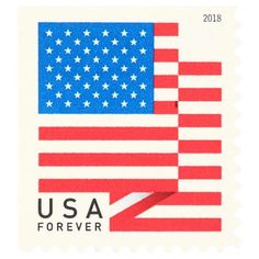 a postage stamp with an american flag and the word usa forever on it's side