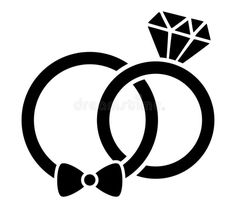 two wedding rings with a bow tie and diamond on top royalty images for logos, emblems