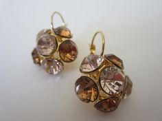 Amazing gold plated earrings placed with Swarovski Light Smoked Topaz and Vintage Rose Chaton rhinestone.  These stunning earrings will be the perfect completion for a glow and unforgettable look! Friday Sale, Swarovski Crystal