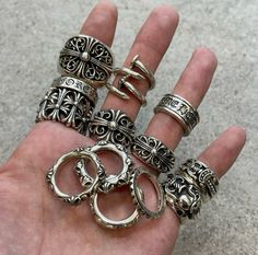 Biker Rings Mens, Cross Jewelry Necklace, Vampire Clothes, Apocalyptic Fashion, Chrome Hearts, Jewelry Fashion Trends, Cross Jewelry