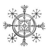 an image of snowflakes in the shape of a circle with arrows pointing to different directions