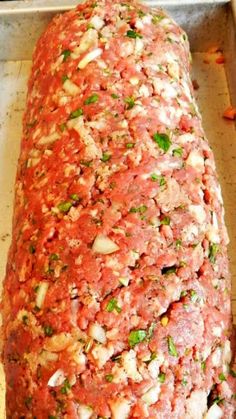 the meatloaf is ready to be cooked in the oven