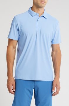 Wrinkle resistant fabric that has four-way stretch defines this polo that's ready to perform. Button half placket Spread collar Short sleeves 85% polyamide, 15% spandex Machine wash, tumble dry Imported Blue Fits, Nordstrom Store, Nordstrom Rack, Polo Shirt, Short Sleeves, Nordstrom, Spandex, Mens Outfits, Collar