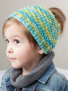 ANNIE'S SIGNATURE DESIGNS: Messy Bun & Pigtail Knit Hat Hat Knit Pattern, A Messy Bun, Messy Bun Hat, Bun Hat, Hat Knit, Toddler Hoodie, Hat Knitting Patterns, Knit Pattern, Soft Yarn