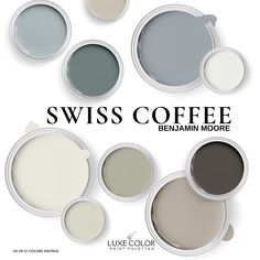 the color scheme for swiss coffee is shown in various shades and sizes, including gray