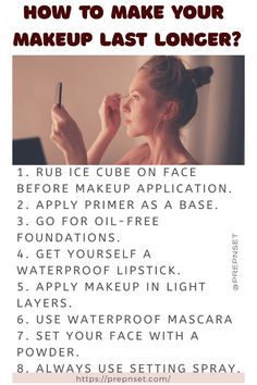 How To Make Makeup Last Longer, Makeup Knowledge, Strobing Makeup, Best Waterproof Mascara, Oily Skin Makeup, Long Wear Makeup, Fixing Spray, Oil Free Foundation, Makeup Secret