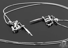 Silver tattoo gun necklace Adjustable Box Chain Pendant Jewelry, Tattoo Chain, Silver Tattoo, Necklace Tattoo, Tattoo Machines, Tattoo Machine, Piercings, Diamond Necklace, Chain Necklace