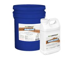 a blue bucket next to a gallon of wood glue