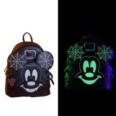 Loungefly Disney Spider Mickey Glow-In-The-Dark Mini Backpack Brand New - With Tags Adjustable Straps Zip Around Closure Dimensions 10h X 9w X 4d Themed Black Backpack For Everyday Use, Black Backpack For Halloween Travel, Black Disney Backpack For Halloween, Black Mickey Mouse Backpack, Black Disney Backpack For Travel, Disney Black School Bags, Disney Style Black School Bags, Black Mickey Mouse Backpack For Daily Use, Disney-styled Black Standard Backpack