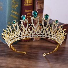 European Monarch Crystal Wedding Queen Crown Tiaras - InnovatoDesign Veil Tiara, Rhinestone Veil, Flower Girl Tiara, Green Crown, Girls Tiara, Tiara Headband, Wedding Hair Headband, Crystal Bridal Tiaras, Silver Tiara